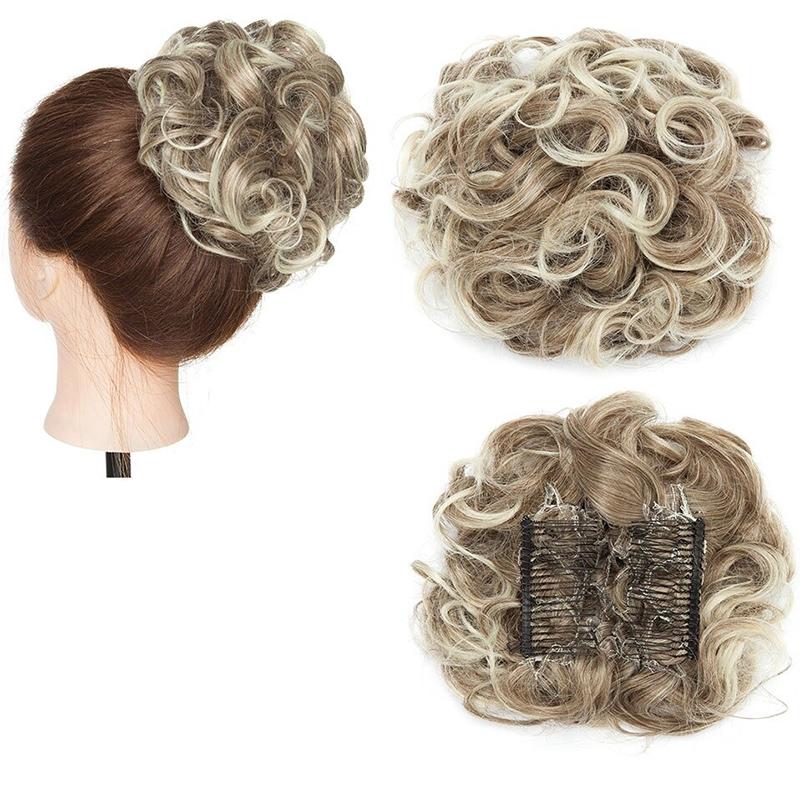 Large Clip-In Curly Hair Bun Extensions – Elegant Messy Bun for Special Occasions 25