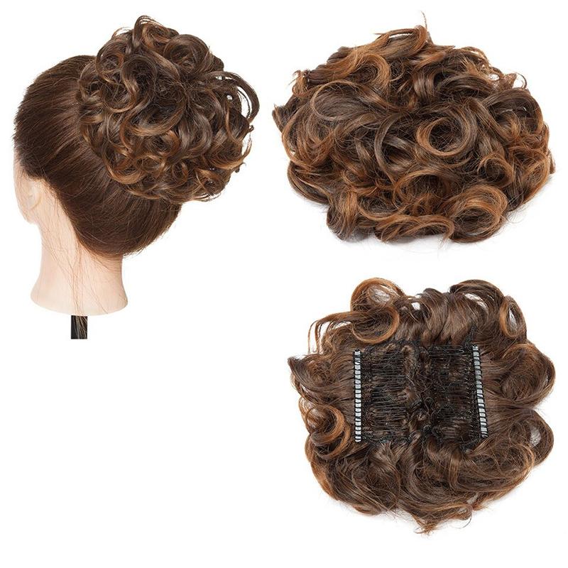 Large Clip-In Curly Hair Bun Extensions – Elegant Messy Bun for Special Occasions 26