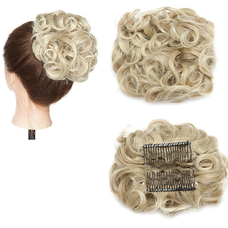 Large Clip-In Curly Hair Bun Extensions – Elegant Messy Bun for Special Occasions 9
