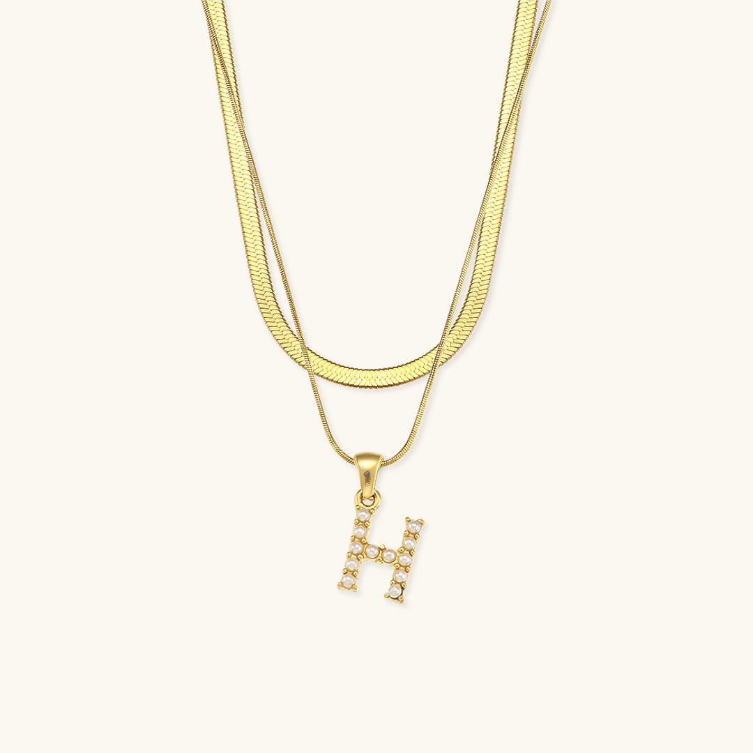Layered Gold Initial Necklace with Freshwater Pearls – Waterproof and Hypoallergenic Gold Chain Jewelry for Women 10