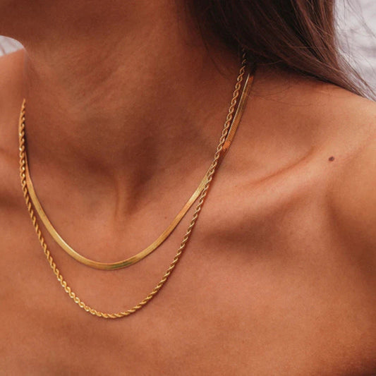 Layered Gold Necklace for Women – Hypoallergenic Gold Chain with Two Strands, Trendy and Stylish Accessory 1