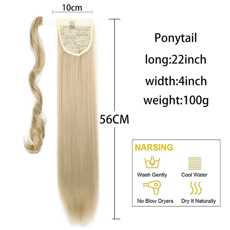 Long Straight Clip-In Ponytail Extension – 22 Inch High-Temperature Fiber for Volume and Length 2