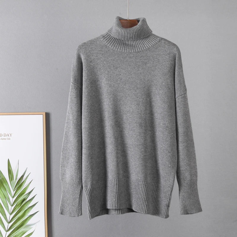 Loose-Fitting Knitted Turtleneck Long Sleeve Pullover Winter Sweaters 13