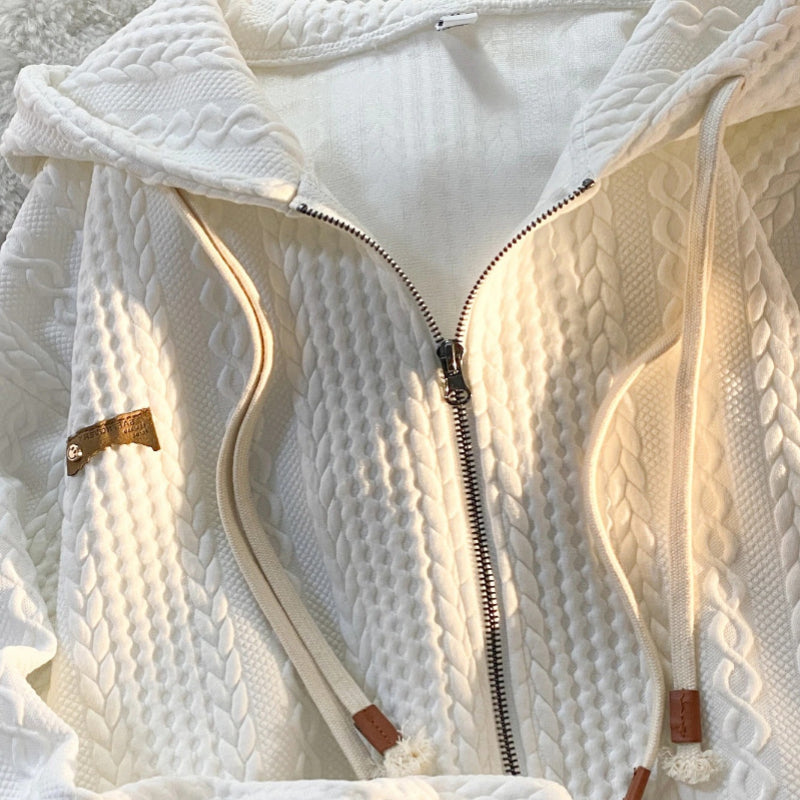 Loose Fit Style Zip-Up Hooded Sweater Jackets for Winter 3