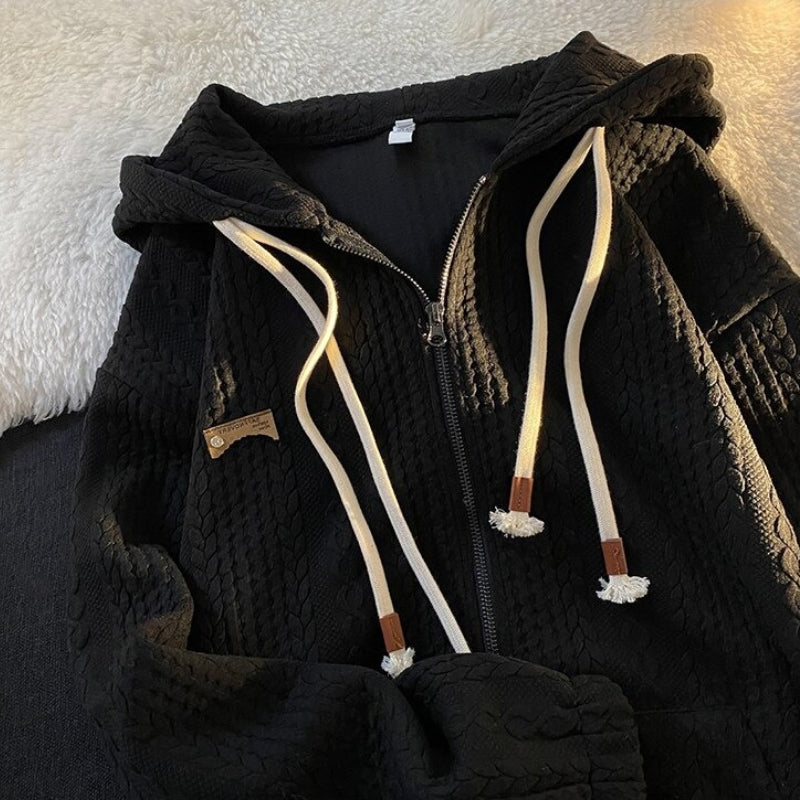 Loose Fit Style Zip-Up Hooded Sweater Jackets for Winter 5