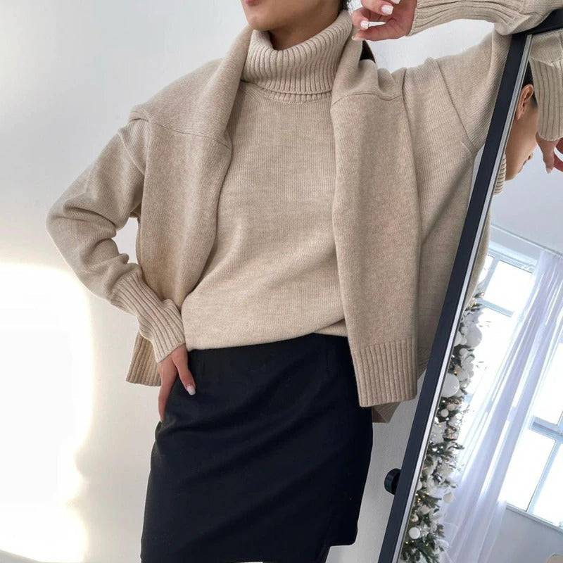 Loose Knitted Turtleneck Long Sleeve Pullover Winter Sweaters 4