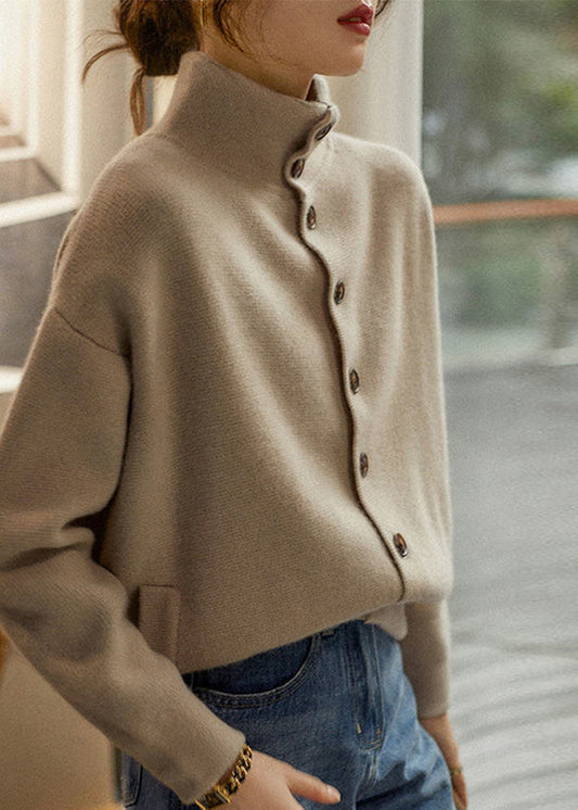 Women's Sweater Light Camel Turtleneck Knit Long Sleeve - 1