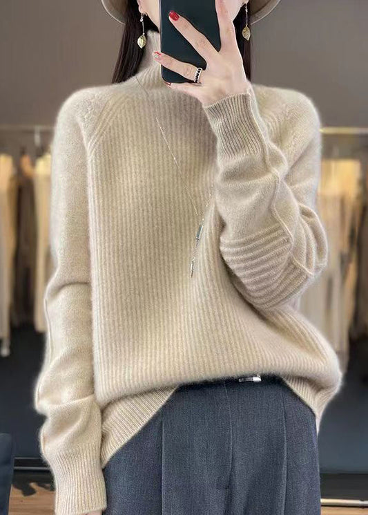 Women's Sweater Purple Turtleneck Cotton Knit - 2