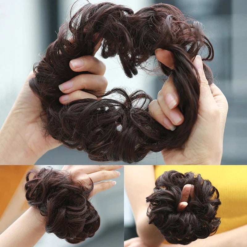 Messy Curly Hair Bun Extensions – Effortless Scrunchie Hair Accessory for Quick Styling, Soft High-Temperature Fiber 6