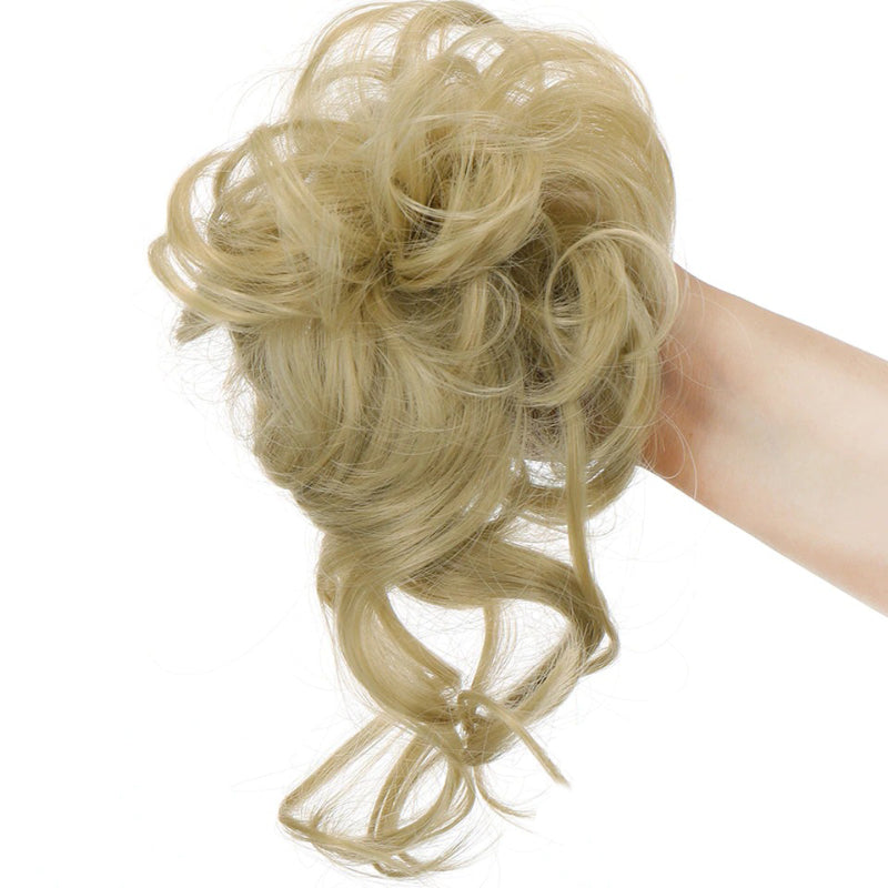 Messy Curly Hair Bun Scrunchie Extensions – Blonde Volume Hair Accessory 0