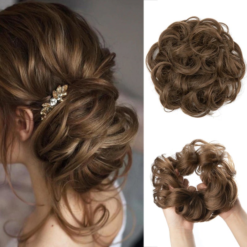 Messy Curly Hair Bun Scrunchy Extension – Lightweight High-Temperature Fiber Hair Accessory 24
