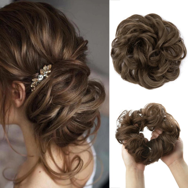Messy Curly Hair Bun Scrunchy Extension – Lightweight High-Temperature Fiber Hair Accessory 26