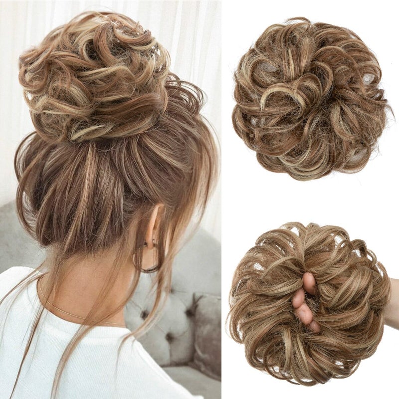 Messy Curly Hair Bun Scrunchy Extension – Lightweight High-Temperature Fiber Hair Accessory 28
