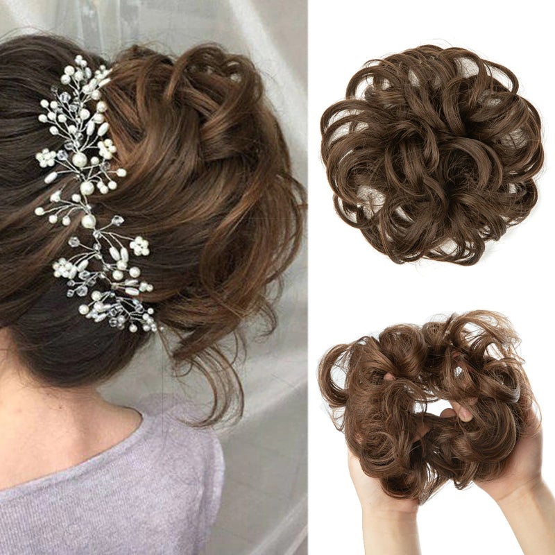 Messy Curly Hair Bun Scrunchy Extensions – Quick and Easy Updo Accessory 9