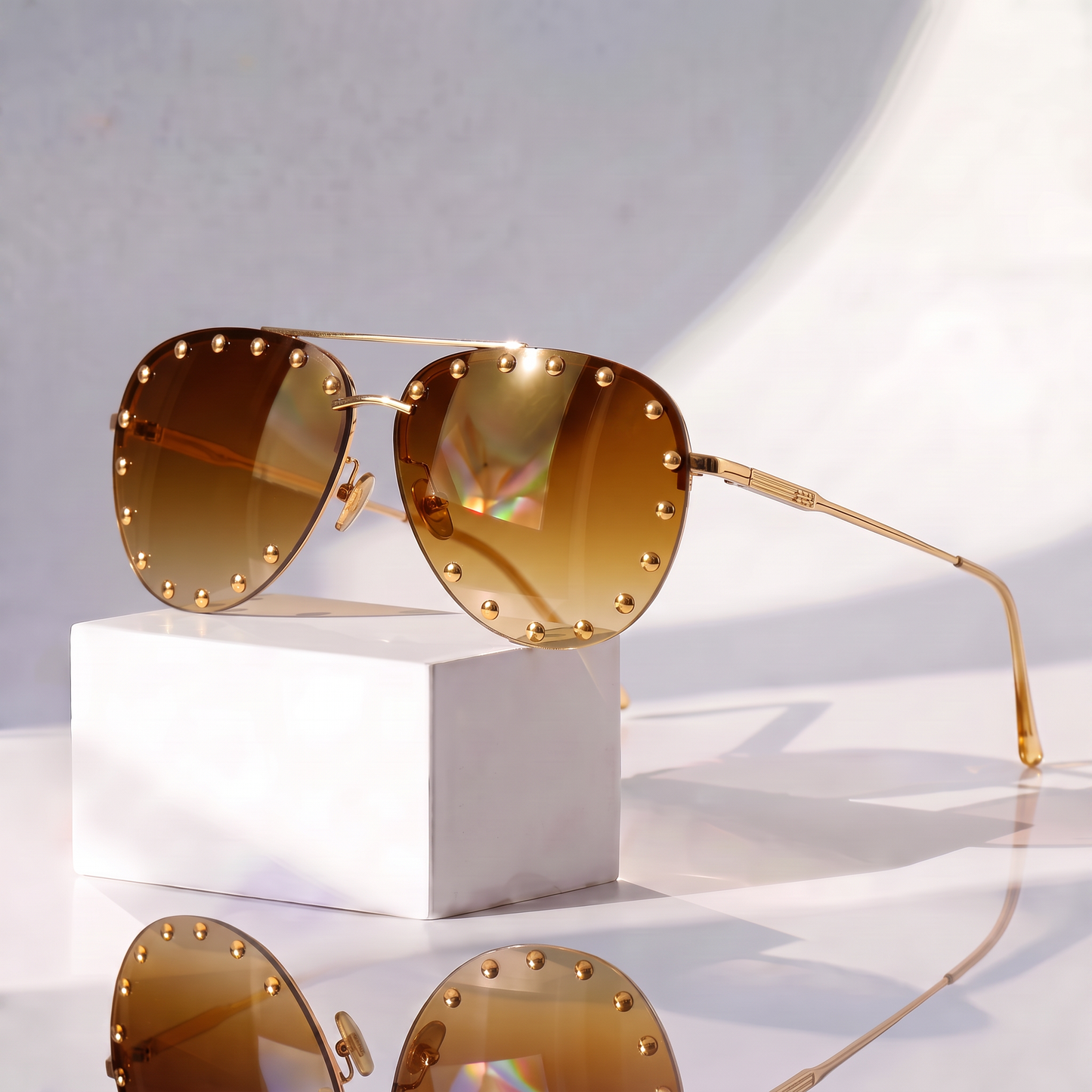 Women's Metal-Frame Aviator Sunglasses – studio view 4 | Hensley London