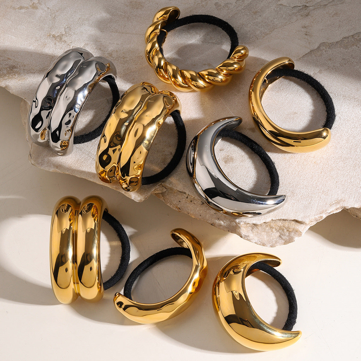 Mini Double Arch Cuff Bracelet for Women – Hypoallergenic 18k Gold-Plated Stainless Steel, Waterproof and Stylish 3