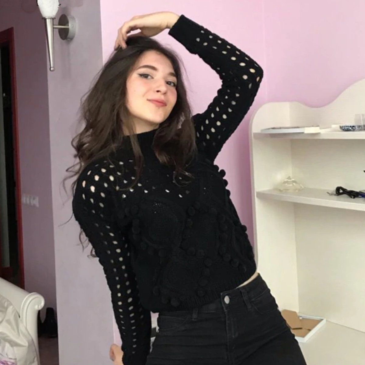 Misty - Hollow-out Long Sleeved Winter Sweater 3