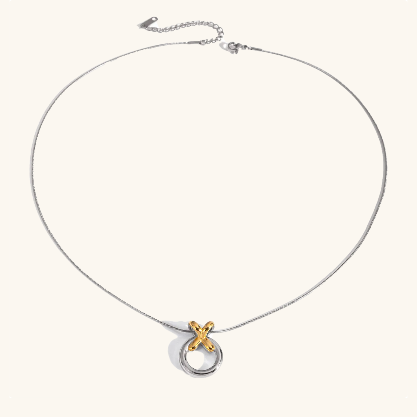 Modern Gold Necklace with Hoop Pendant – Hypoallergenic Stainless Steel, 20-Inch Length, Adjustable Fit 5
