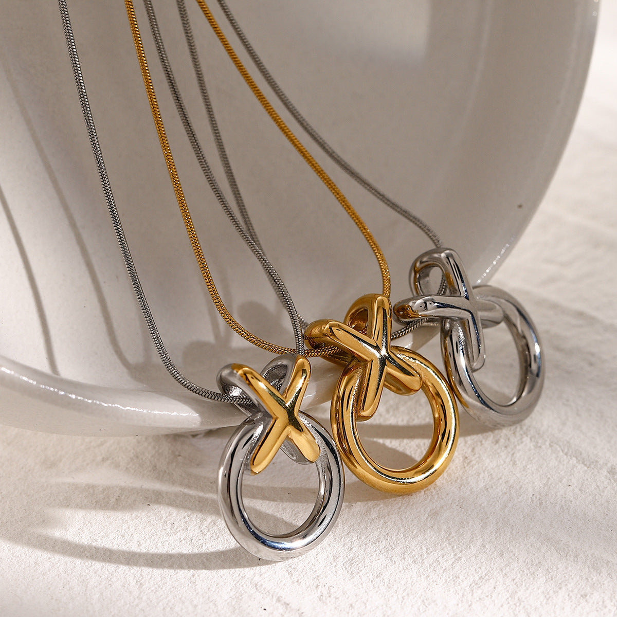 Modern Gold Necklace with Hoop Pendant – Hypoallergenic Stainless Steel, 20-Inch Length, Adjustable Fit 7