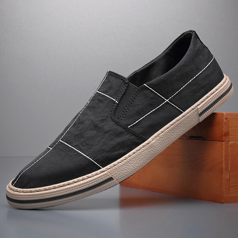 Men's Canvas Slip-On Shoes – heel view | Hensley London