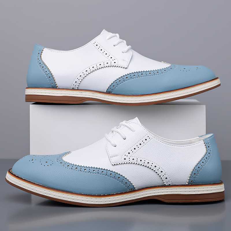 Men's Leather Wingtip Brogue Shoes – worn view | Hensley London
