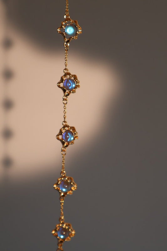 Unisex Multi-Wear Necklace Deep Blue Zirconia Moonstone - 2