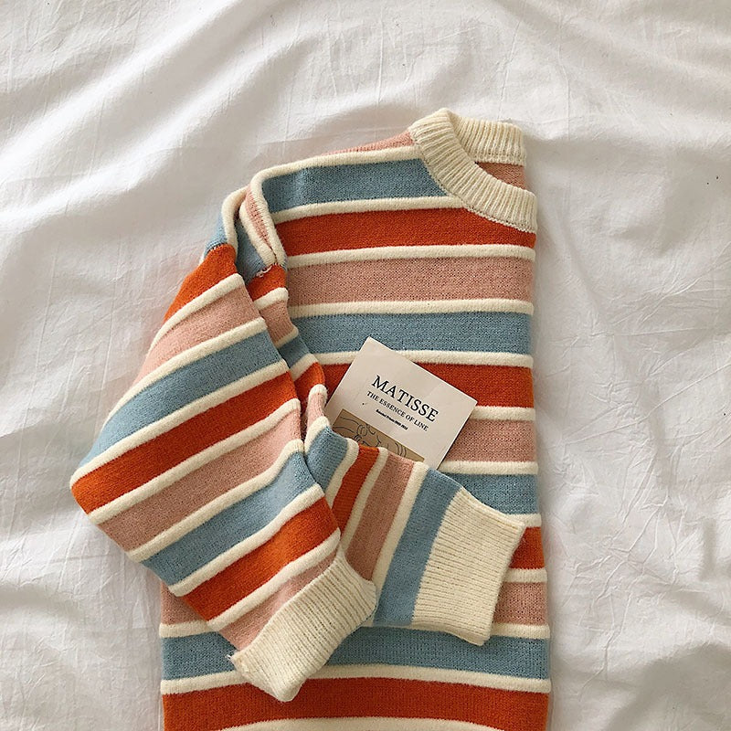 Multicolor Fashion Striped Knitted Pullover Sweaters 3
