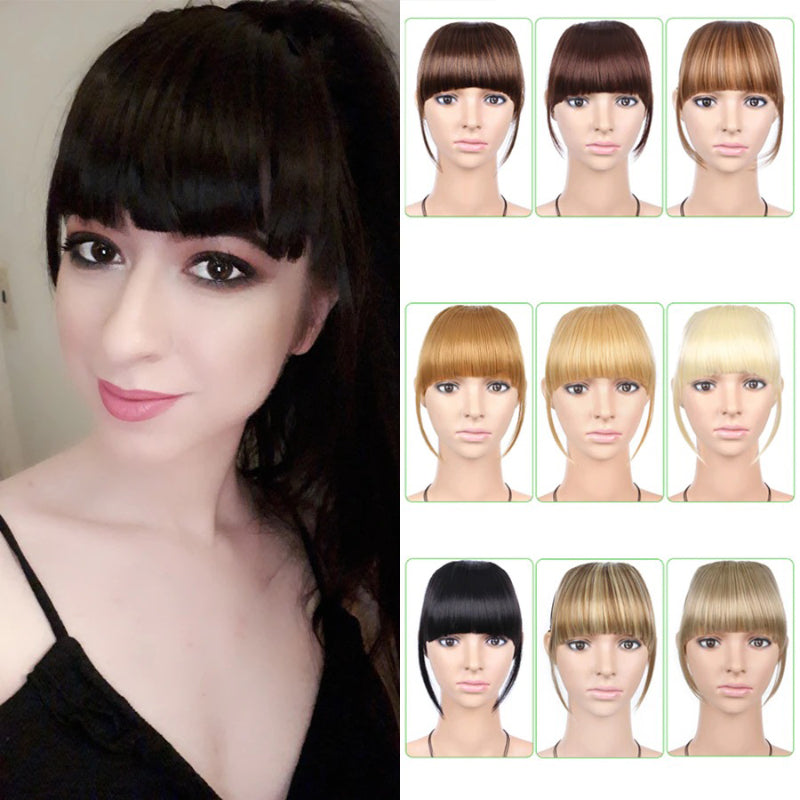 Natural Straight Clip-In Bangs Extension – 6-Inch High-Temperature Fiber Hairpiece for Women 1