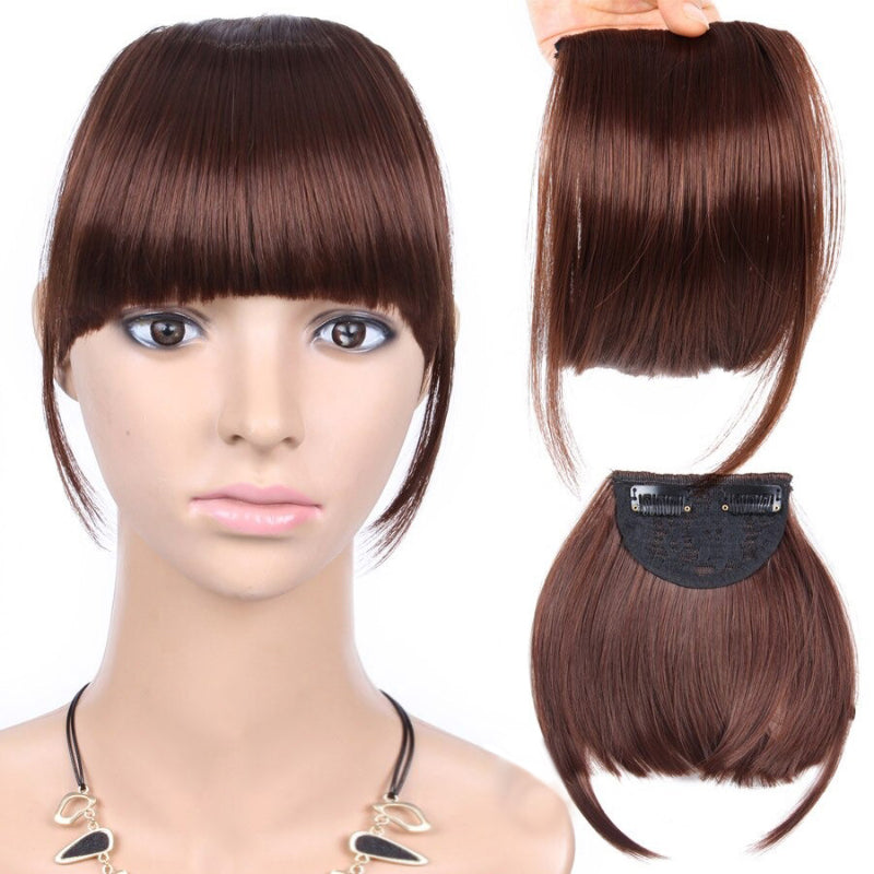 Natural Straight Clip-In Bangs Extension – 6-Inch High-Temperature Fiber Hairpiece for Women 10