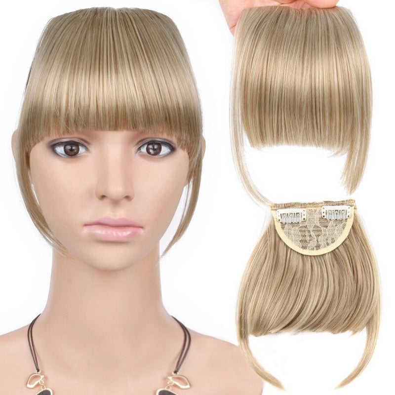 Natural Straight Clip-In Bangs Extension – 6-Inch High-Temperature Fiber Hairpiece for Women 11