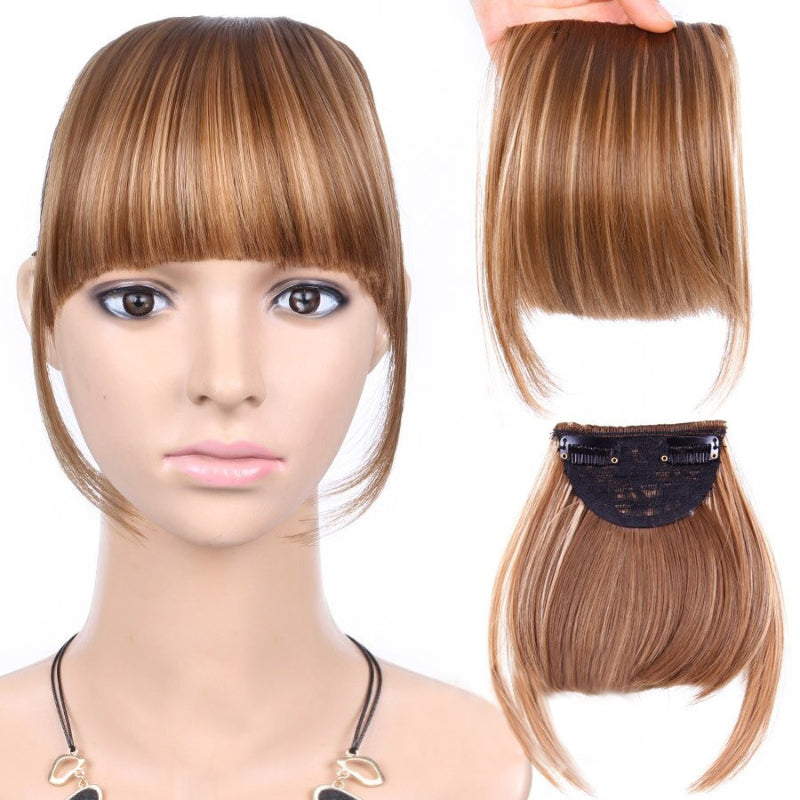 Natural Straight Clip-In Bangs Extension – 6-Inch High-Temperature Fiber Hairpiece for Women 13