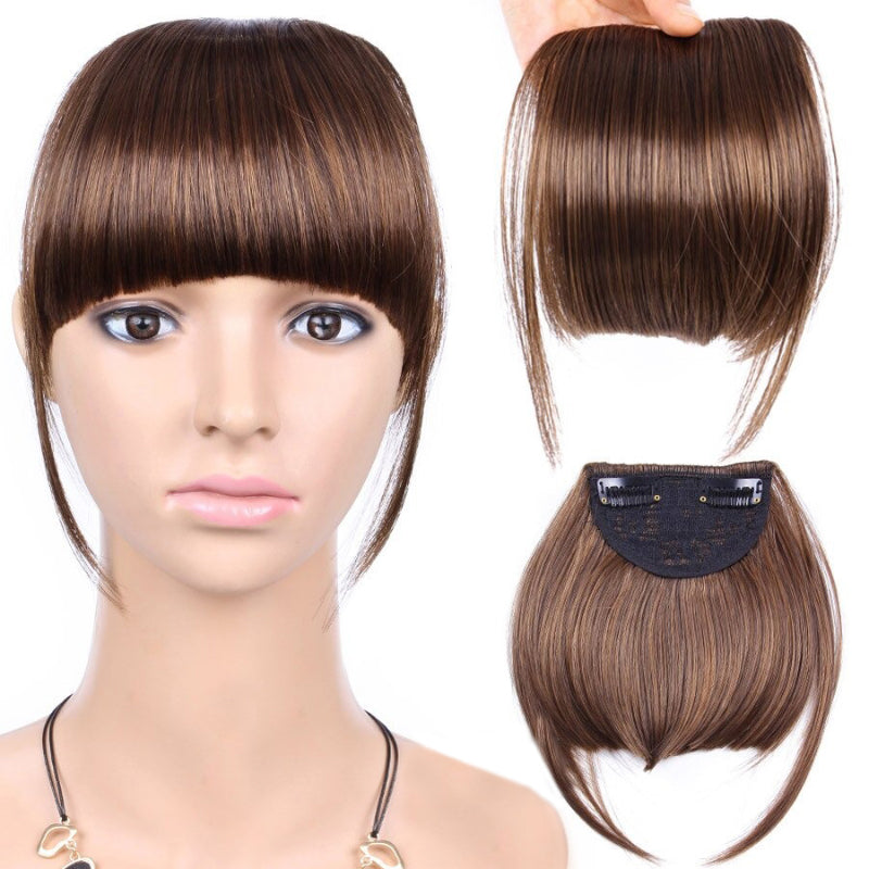 Natural Straight Clip-In Bangs Extension – 6-Inch High-Temperature Fiber Hairpiece for Women 14