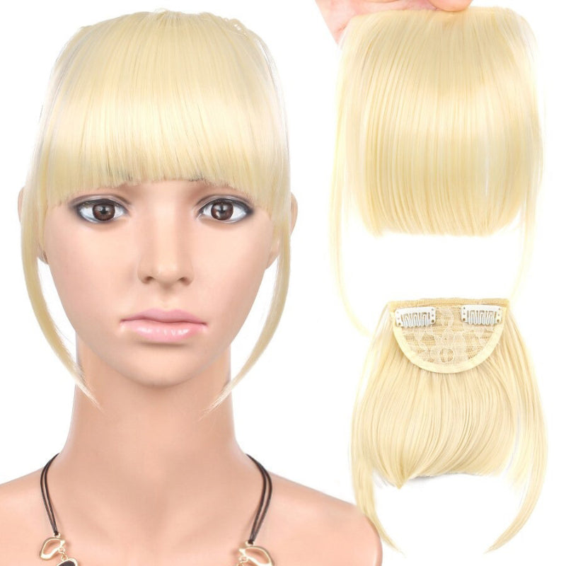 Natural Straight Clip-In Bangs Extension – 6-Inch High-Temperature Fiber Hairpiece for Women 15