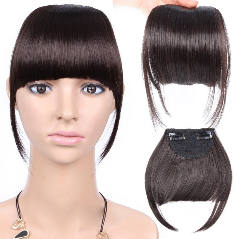 Natural Straight Clip-In Bangs Extension – 6-Inch High-Temperature Fiber Hairpiece for Women 16