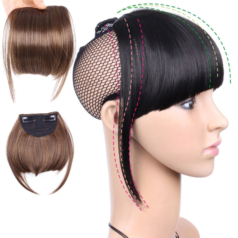 Natural Straight Clip-In Bangs Extension – 6-Inch High-Temperature Fiber Hairpiece for Women 5