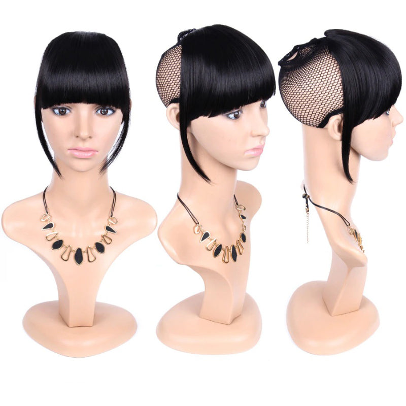 Natural Straight Clip-In Bangs Extension – 6-Inch High-Temperature Fiber Hairpiece for Women 6