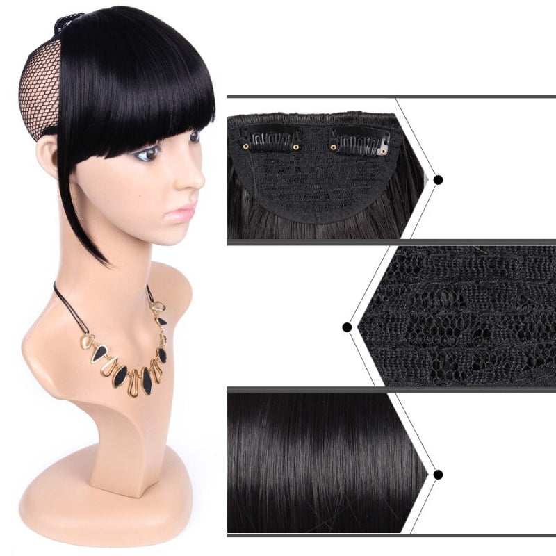 Natural Straight Clip-In Bangs Extension – 6-Inch High-Temperature Fiber Hairpiece for Women 7