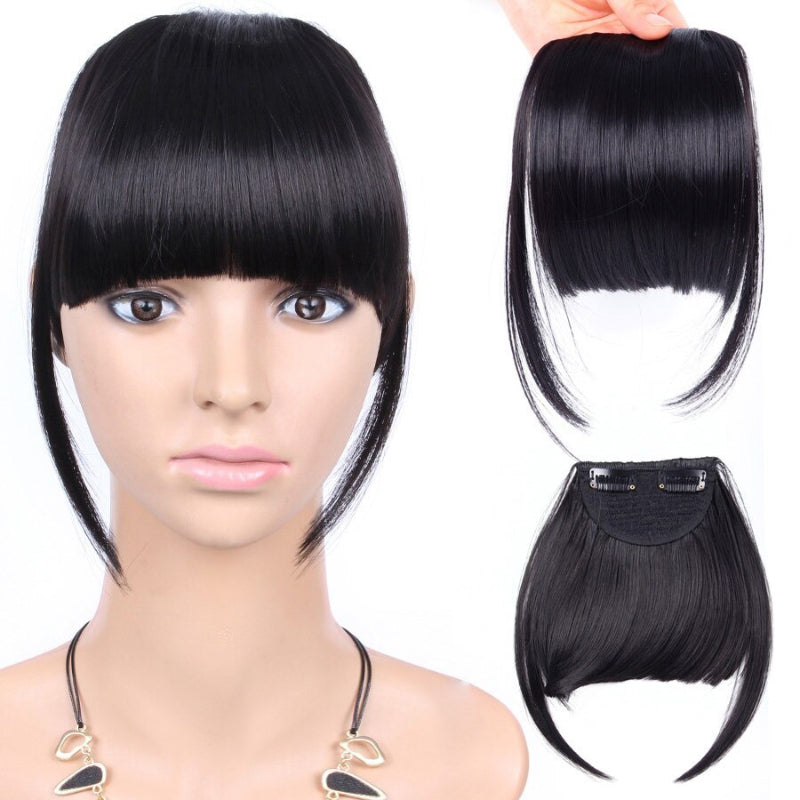 Natural Straight Clip-In Bangs Extension – 6-Inch High-Temperature Fiber Hairpiece for Women 8