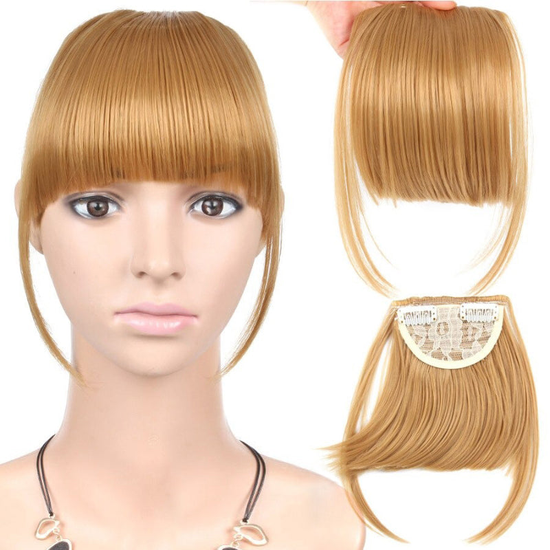 Natural Straight Clip-In Bangs Extension – 6-Inch High-Temperature Fiber Hairpiece for Women 9