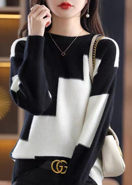 Women's Oversized Sweater Natural White Knit Blended Fabric - 1