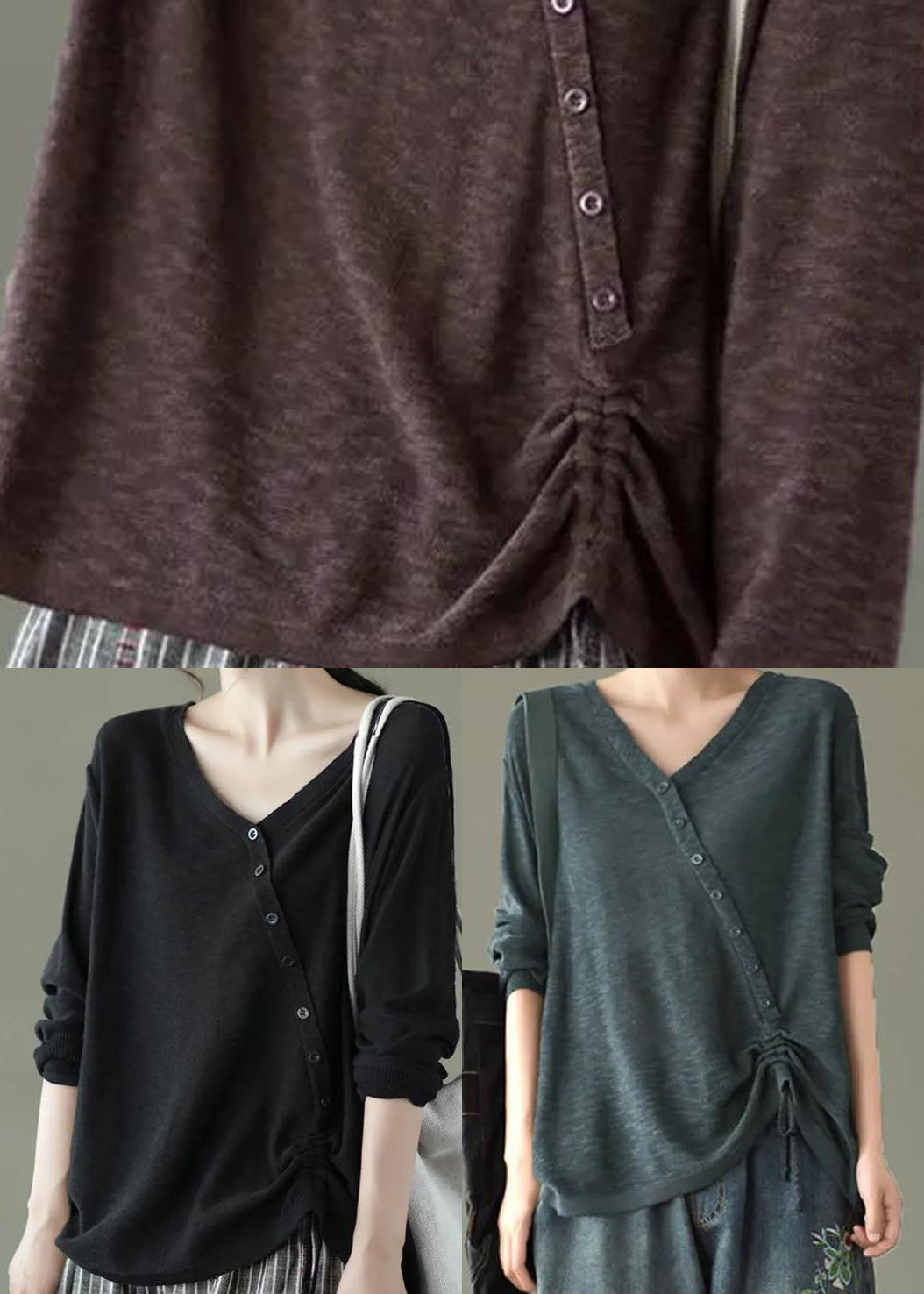 Women's Sweater Navy Knit Cotton - 5