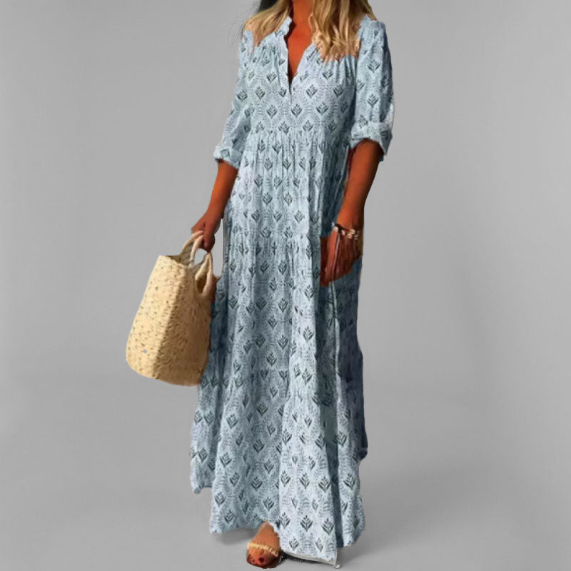 Variant image for Women's Maxi Dress Vintage Print Size M Lightweight Cotton-8