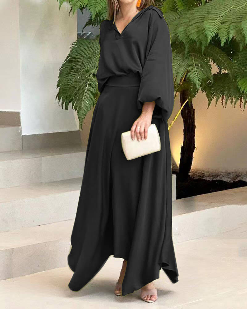 Women's Midi Dress Black Polyester Elegant 3