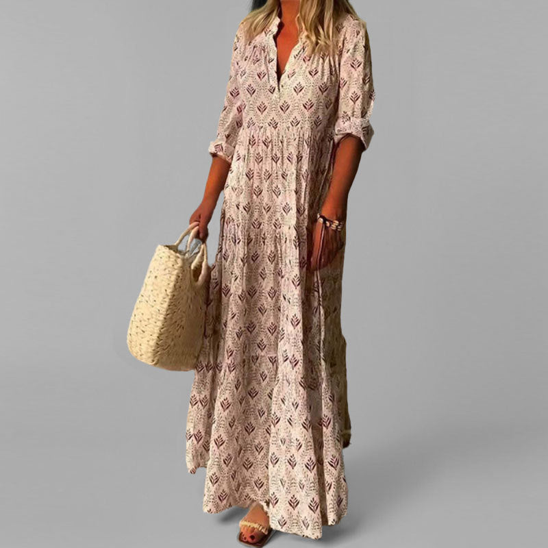 Variant image for Women's Maxi Dress Vintage Print Size M Lightweight Cotton-1