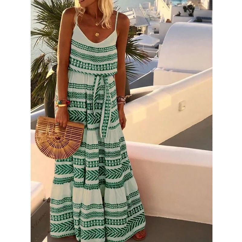 Women's Maxi Dress Blue Cotton Blend-4