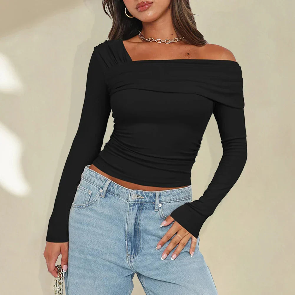 Off-Shoulder Ribbed Knit Women's Top – Stylish Going Out Top for Casual Outings 3