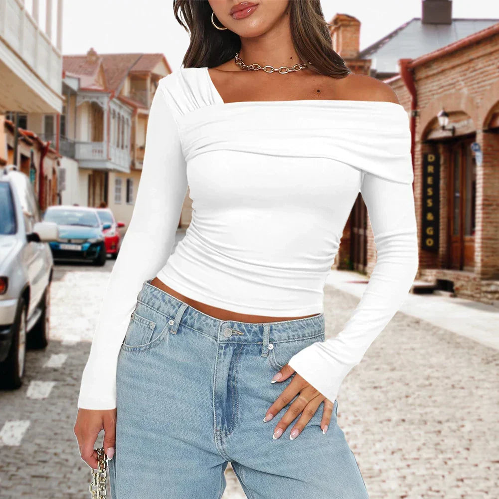 Off-Shoulder Ribbed Knit Women's Top – Stylish Going Out Top for Casual Outings 5