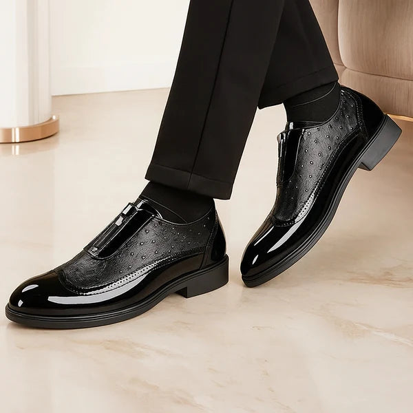 Men's Ostrich Leather Oxford Dress Shoes – sole and heel view | Hensley London