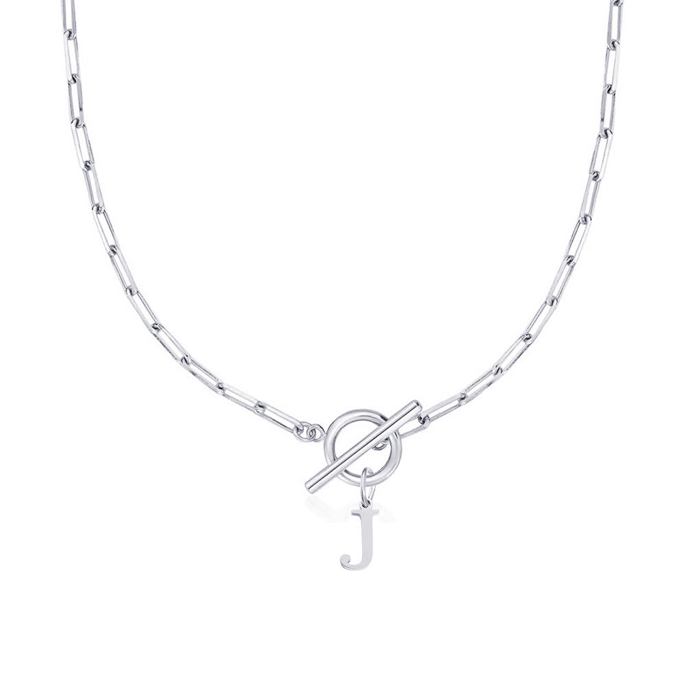 Paperclip Chain Initial Necklace with Circle Lock Clasp – Personalized Jewelry for Women, 45cm 33