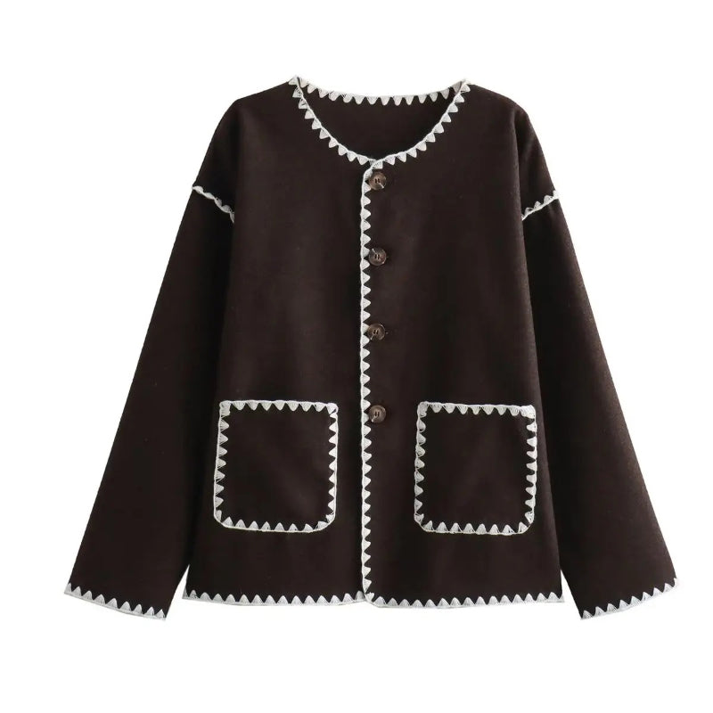 Patchwork Style Long Sleeve Winter Sweater Jackets 4